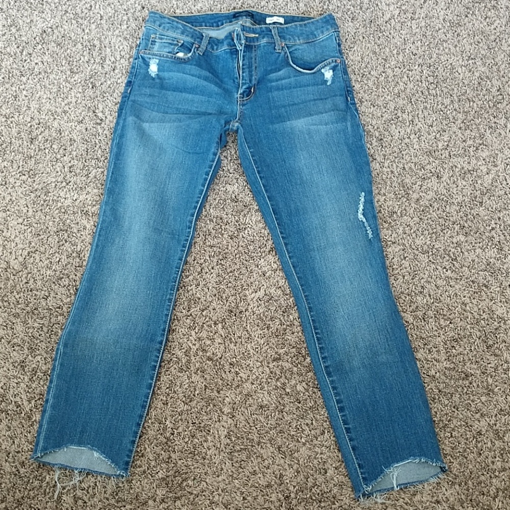 Cropped Jacob Davis skinny jeans with step hem